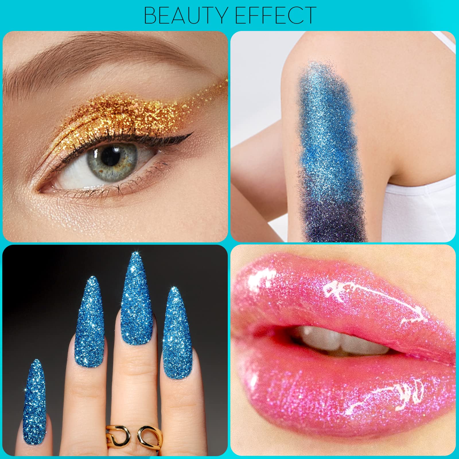 YGDZ glitter applied to nails for precise sparkle and finish benefit