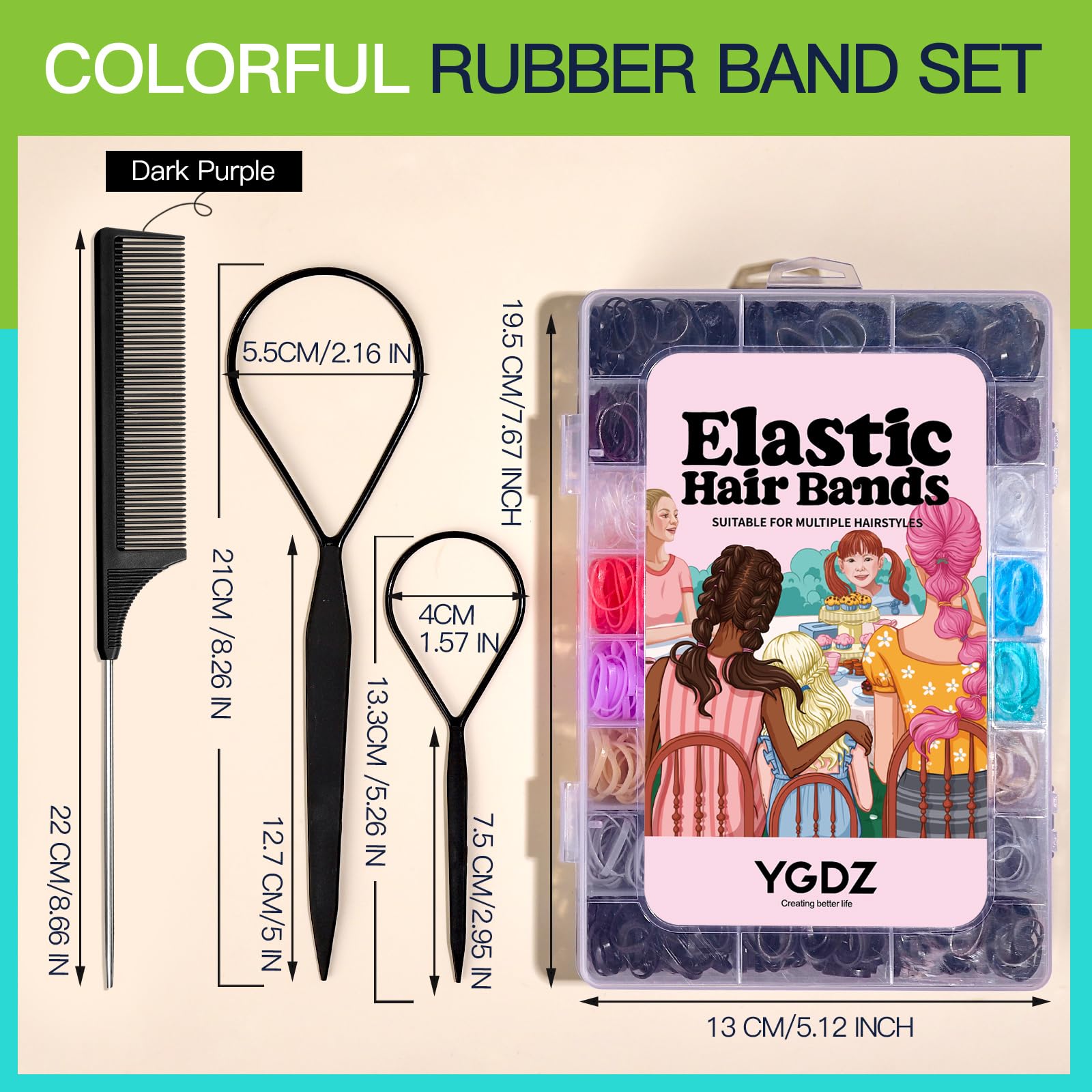 YGDZ clear organizer open with sorted colorful bands for quick access