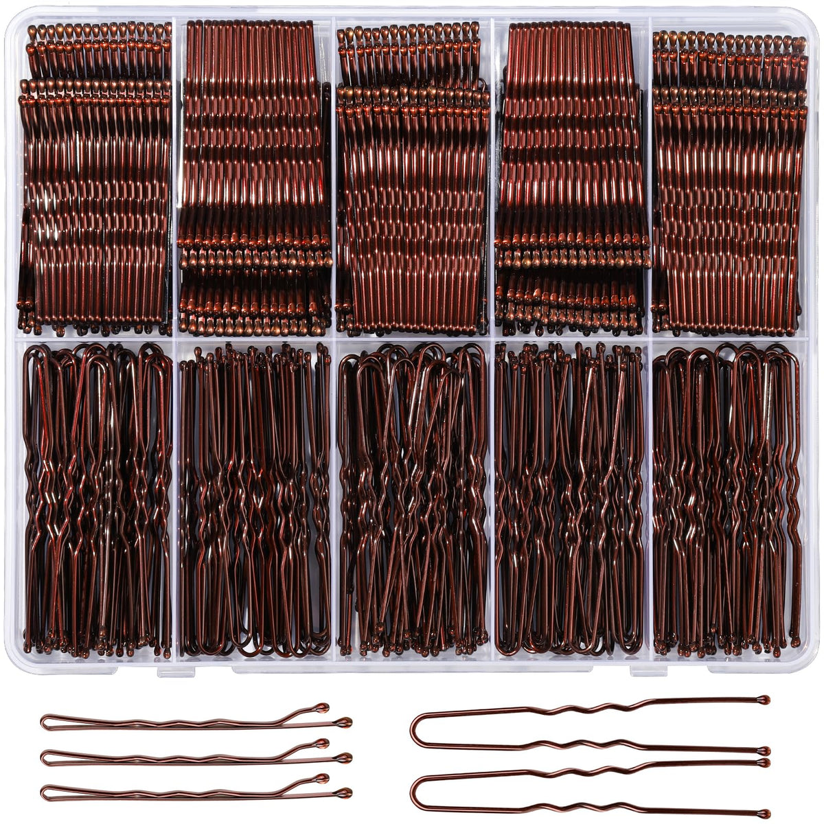 YGDZ front packaging showing 400 brown pins and storage box for organized styling