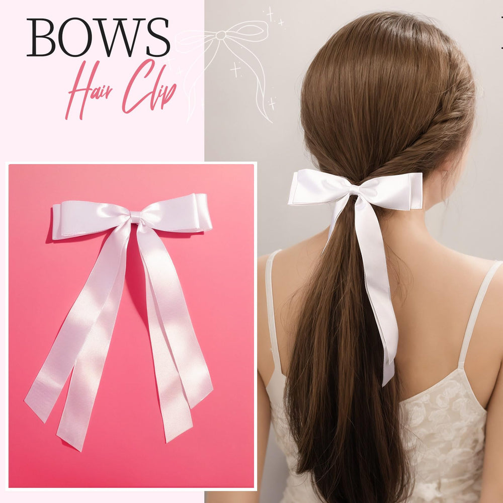 YGDZ medium and small white ribbon bows laid out for styling variety benefit