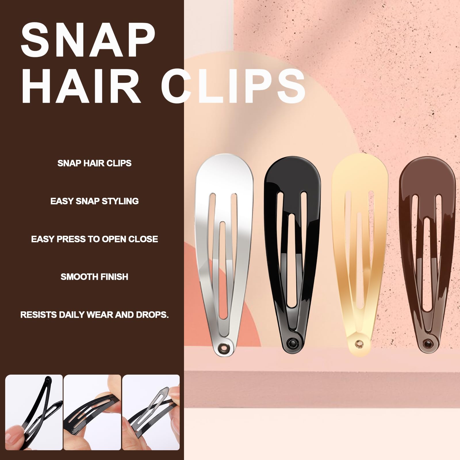 YGDZ snap clips array demonstrating quick secure styling benefit