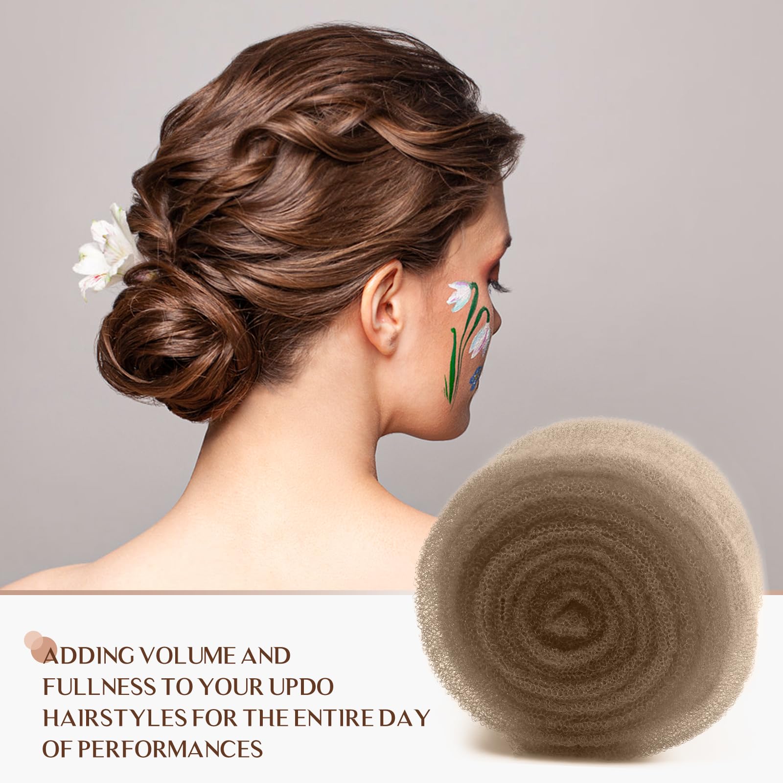 YGQQOY tan brown filler cut and shaped to size for custom bun volume