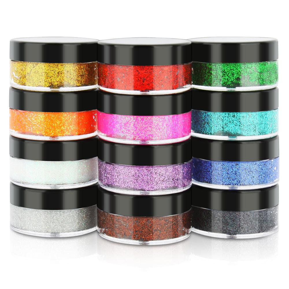 YGQQOY front packaging showing 12-color glitter kit for versatile looks