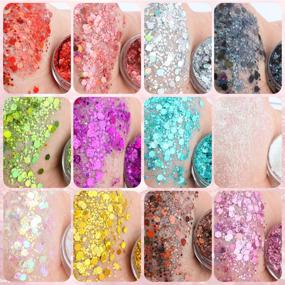 YGQQOY open pot texture showing chunky holographic flakes for vivid shine