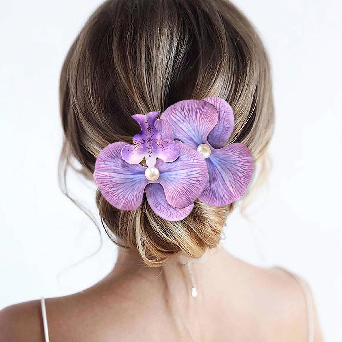 Yheahin front view of purple orchid clip showing vibrant detail and instant style