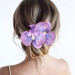 Yheahin front view of purple orchid clip showing vibrant detail and instant style