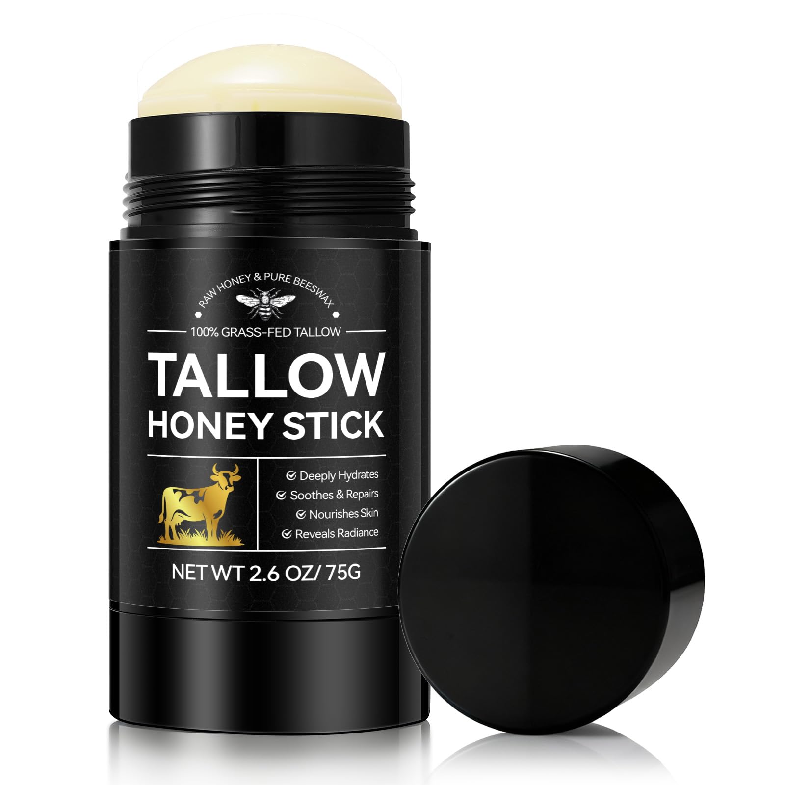 YHFGTTIO front packaging showing grass‑fed tallow stick and benefits