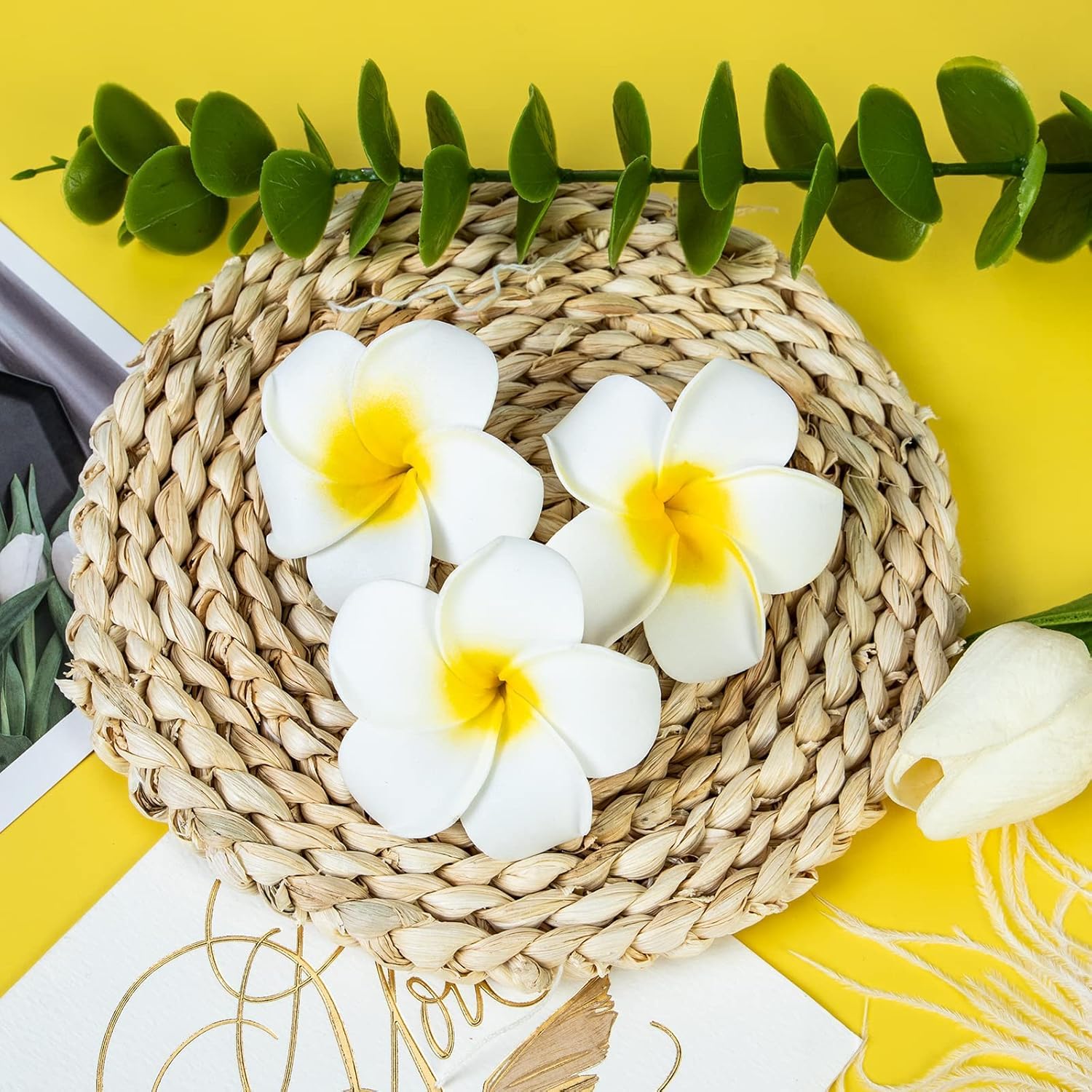 YHmall luau party table decor setup using clips as bright themed accents