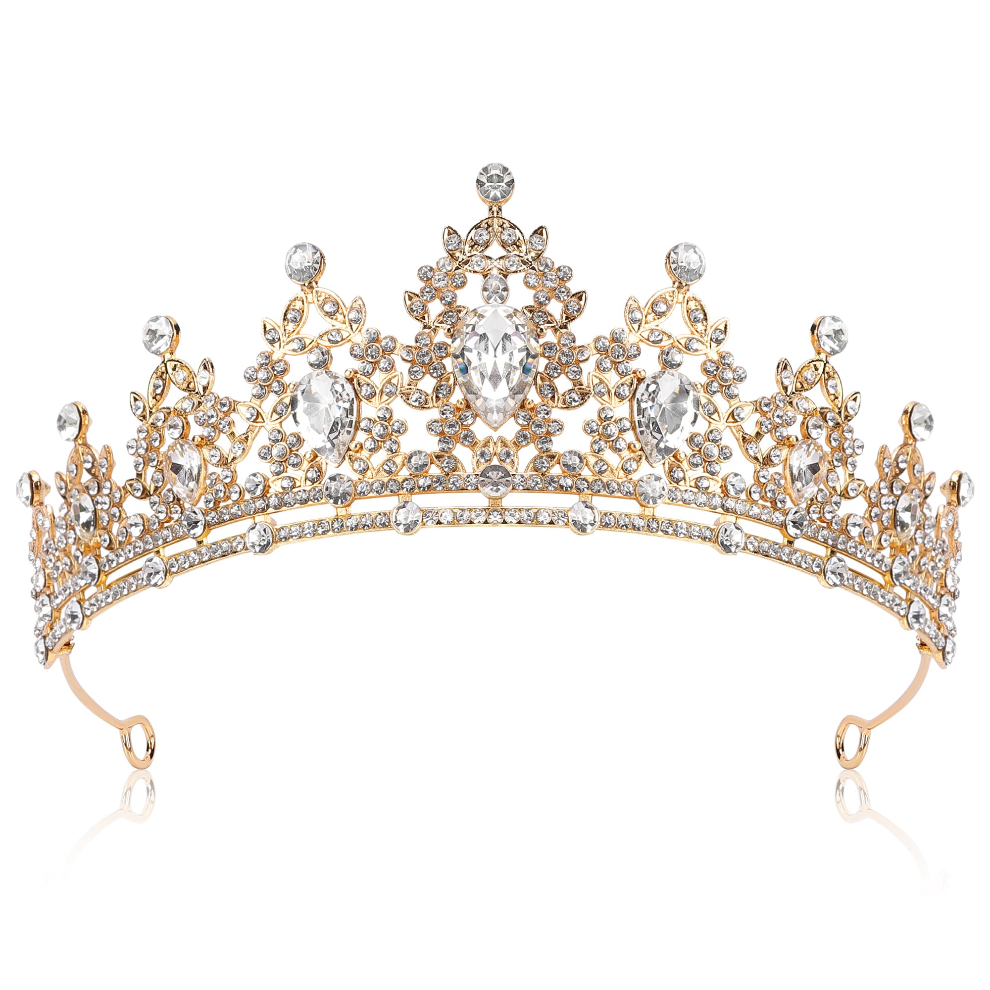 YHOTPURE crown front view showing regal silhouette and elegant sparkle