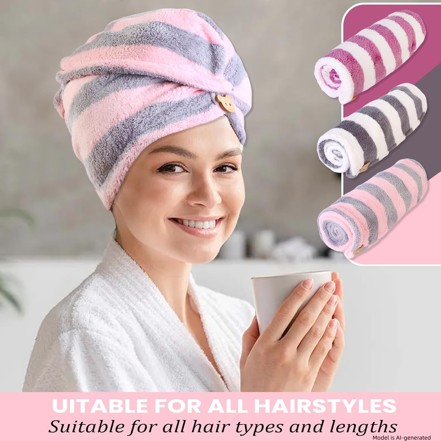 YHPDYL turban drying long hair after shower showing fast-dry benefit