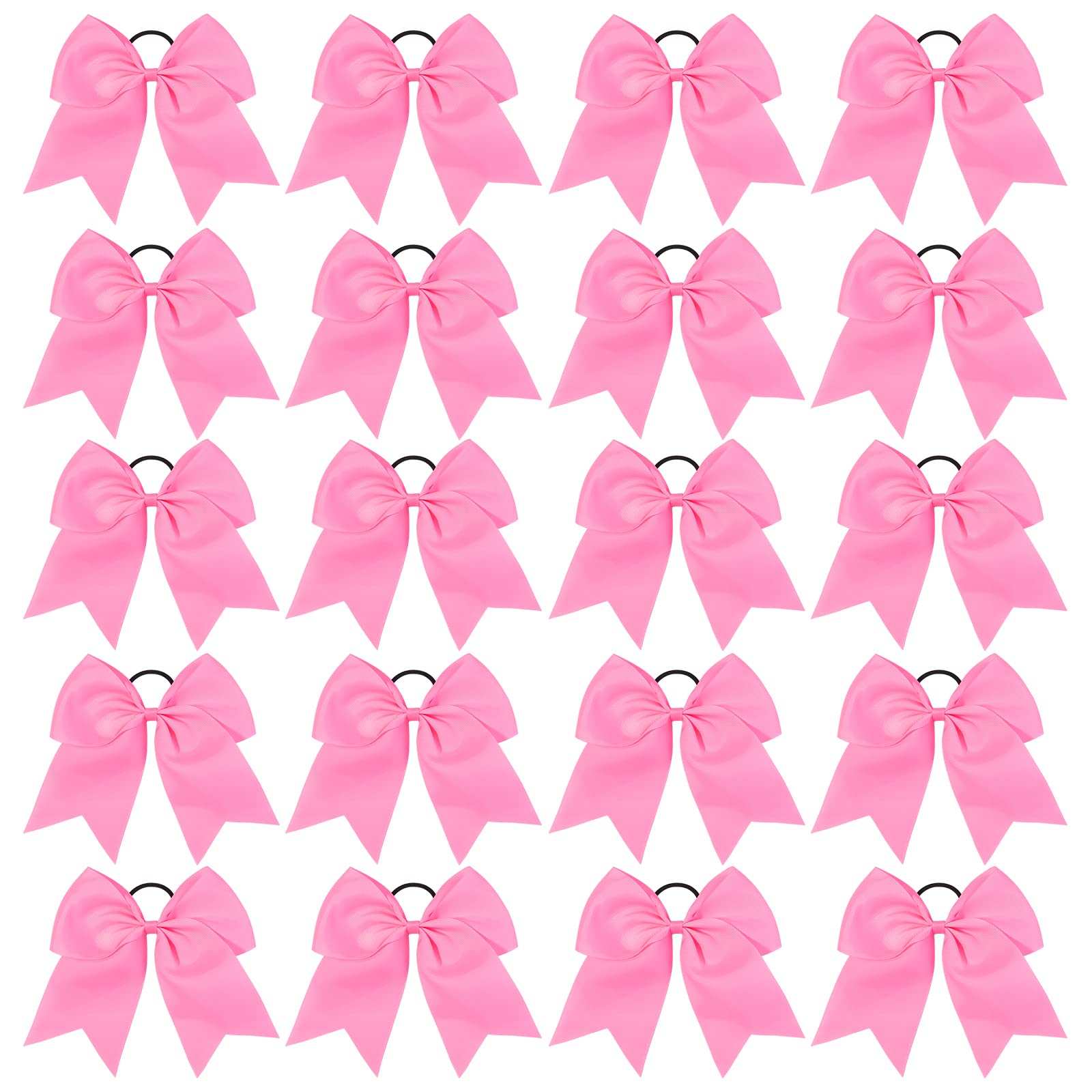 YHXX YLEN front view of 20 pink cheer bows showing generous volume and color pop