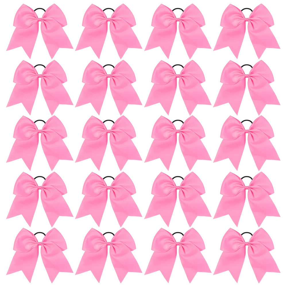 YHXX YLEN front view of 20 pink cheer bows showing generous volume and color pop