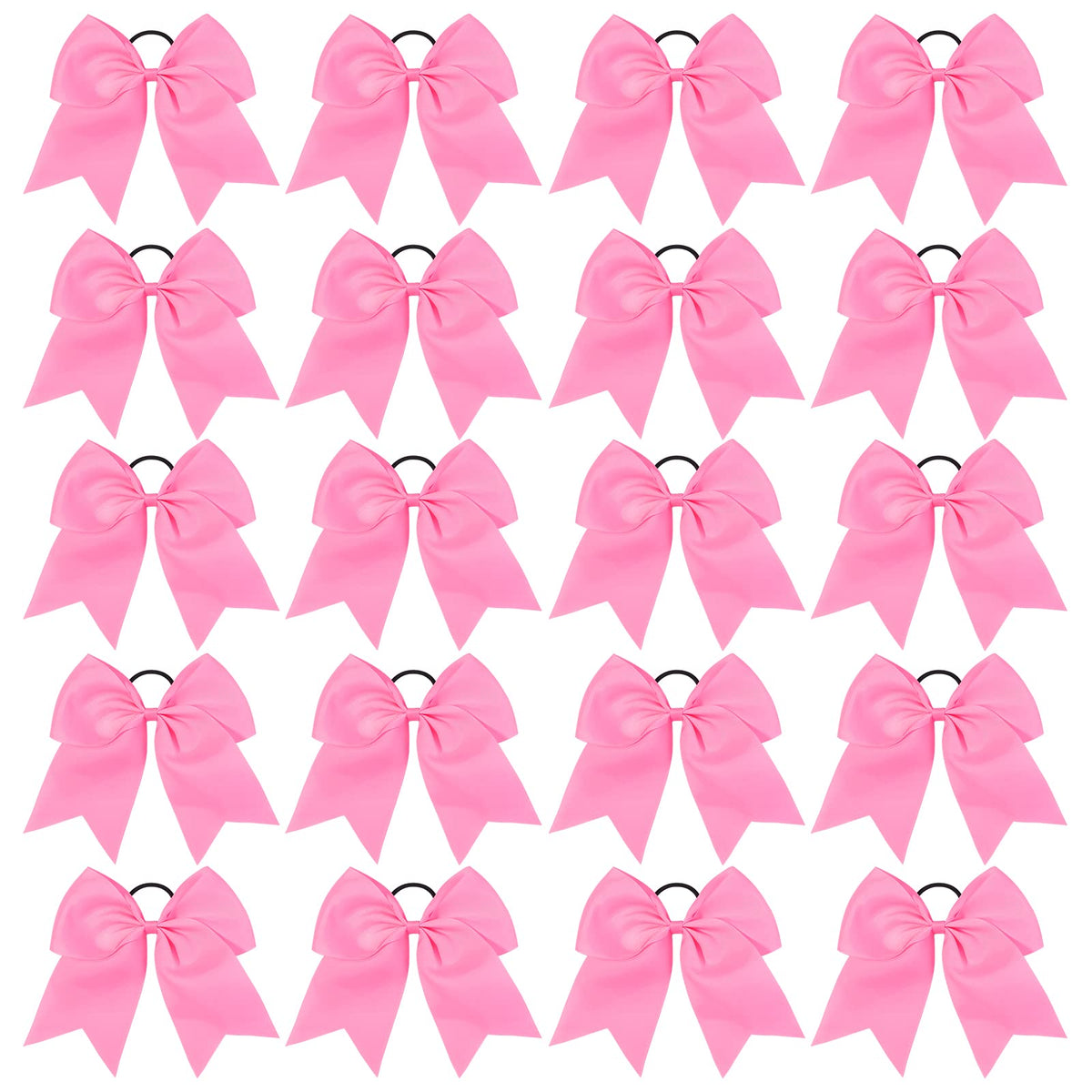 YHXX YLEN front view of 20 pink cheer bows showing generous volume and color pop
