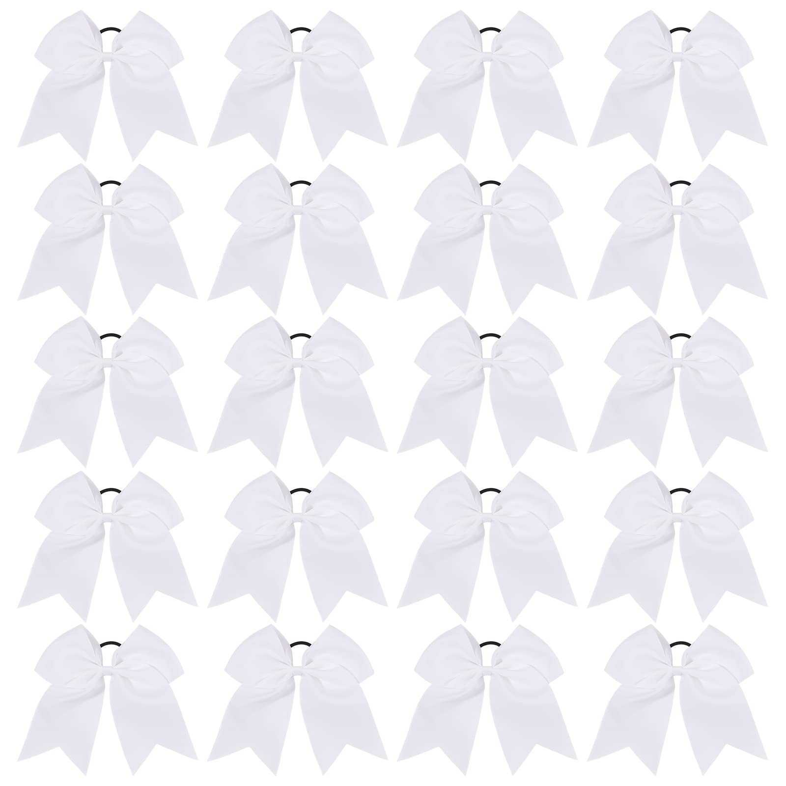 YHXX YLEN front view of white cheer bow showing shape and neat finish