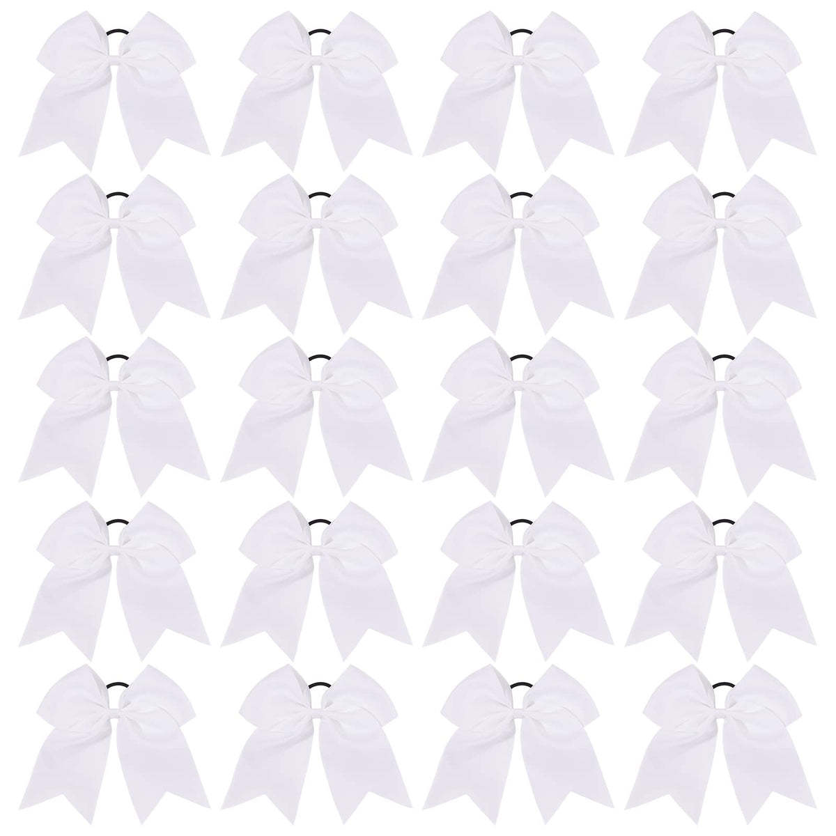YHXX YLEN front view of white cheer bow showing shape and neat finish
