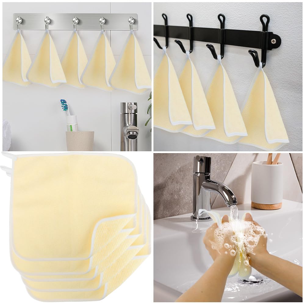 Yicadorn washcloth held in hand to show size and travel-friendly portability