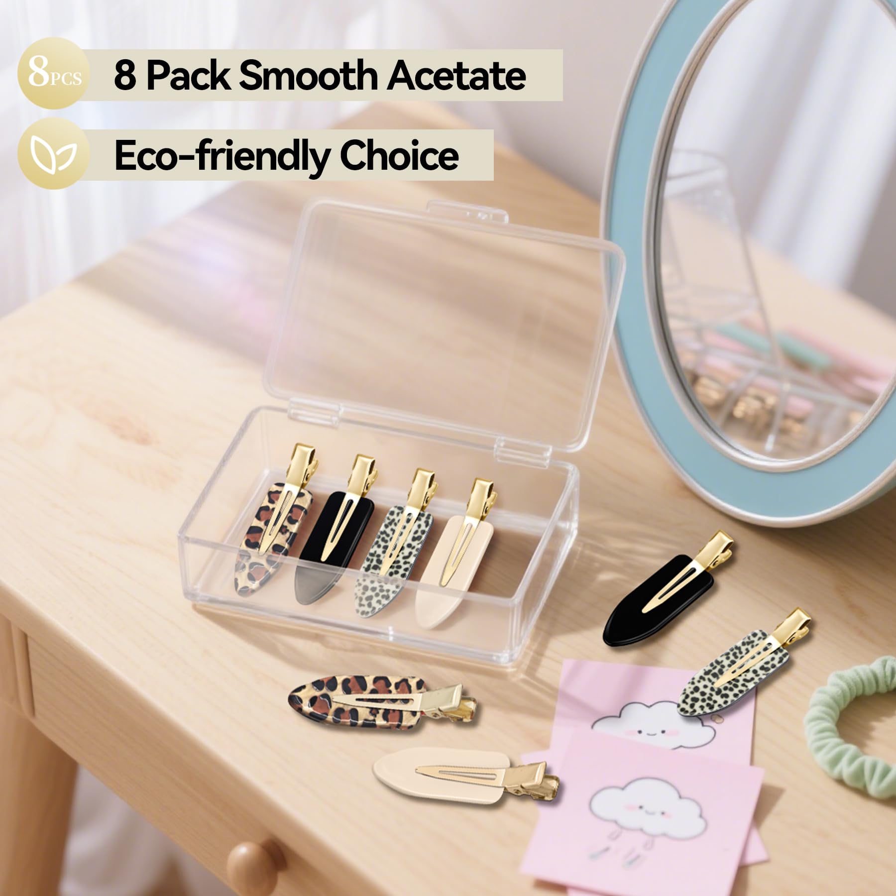 YIERSO clip securing hair side profile, keeps hair flat and crease-free