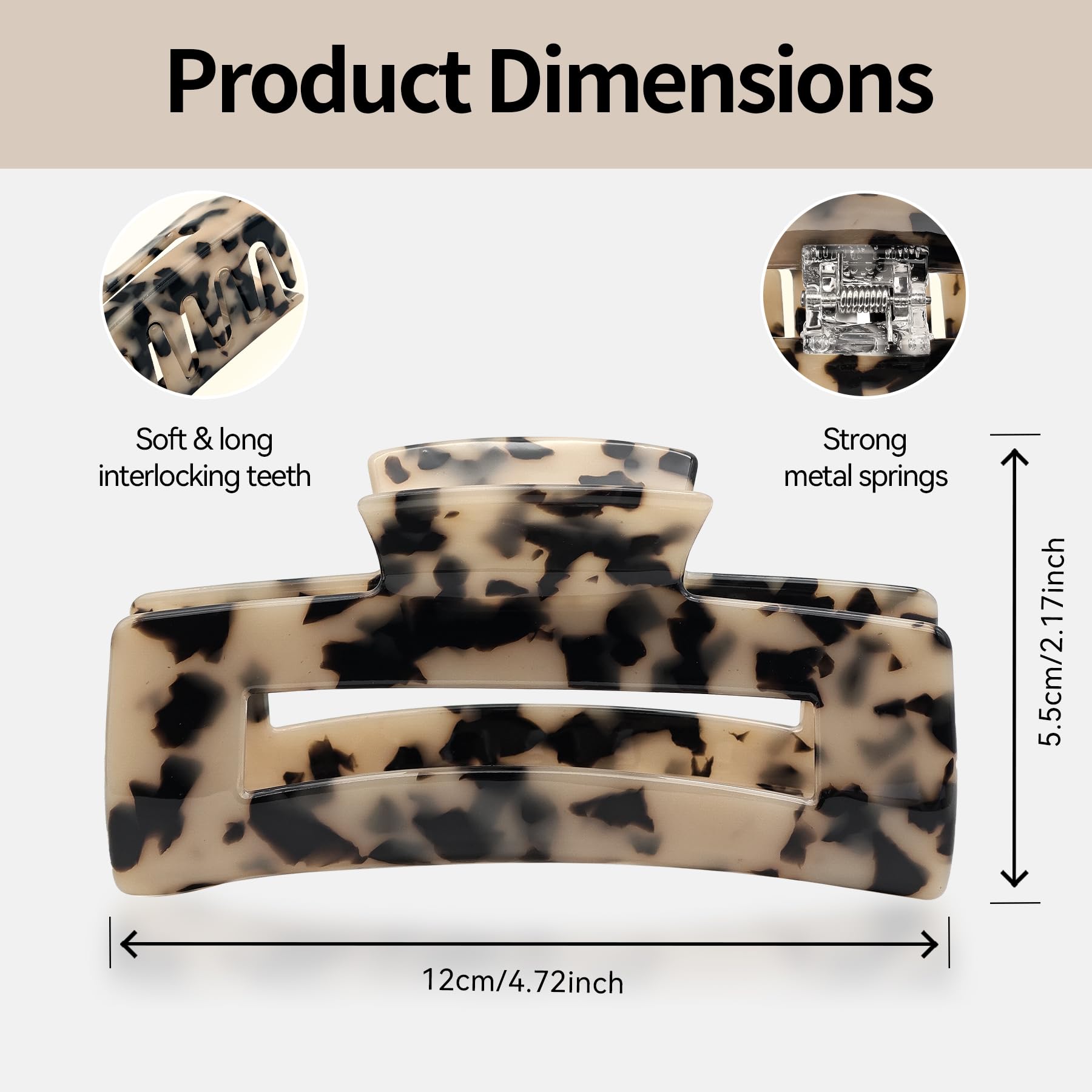 YIERSO top view open jaw showing tooth design and balanced grip for thick hair
