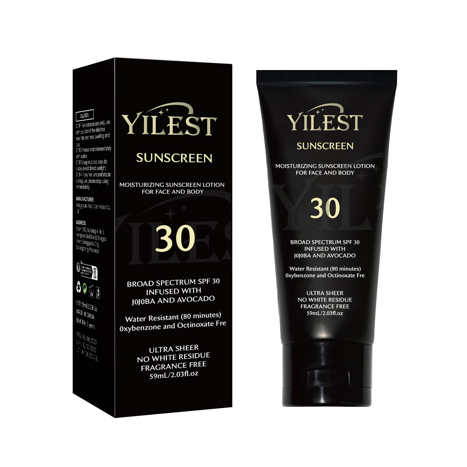 YILEST front packaging showing SPF 30 and moisturizing benefits