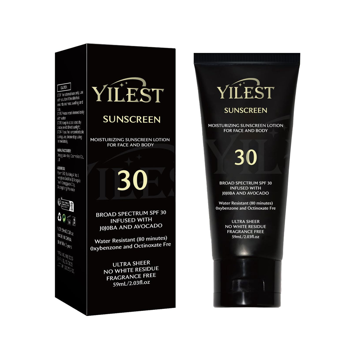 YILEST front packaging showing SPF 30 and moisturizing benefits