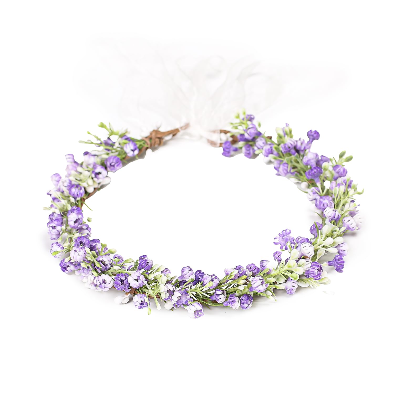 Yili Maizi front view of flower crown showing full halo and styling benefit