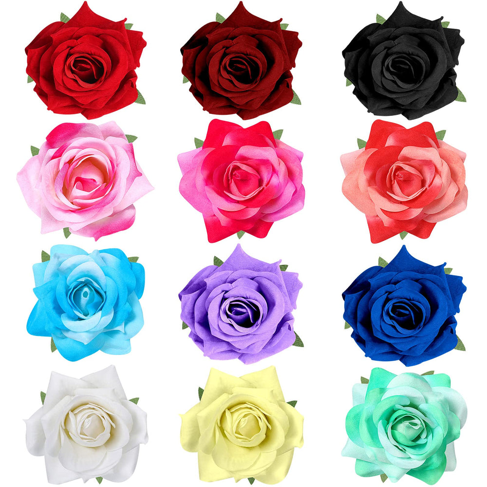 Yilloog rose hair clip front view showing colorful blooms and ready-to-wear appeal