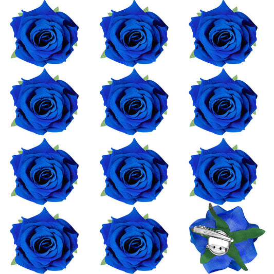 Yilloog royal blue rose clip front view showing vibrant color and realistic petals benefit: instant floral accent