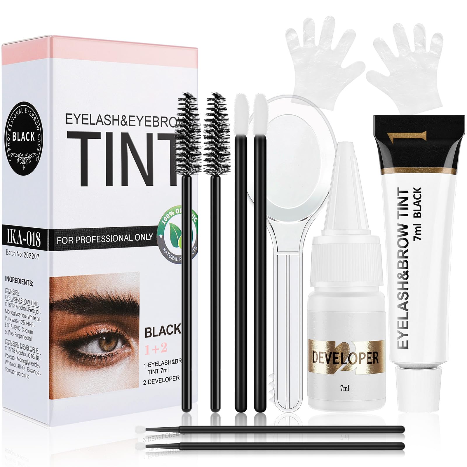 YIMEIR front packaging showing kit components and 7ml tube, clear benefit for at-home tinting