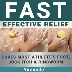 yimimde tea tree oil bottle ingredient emphasizing soothing action
