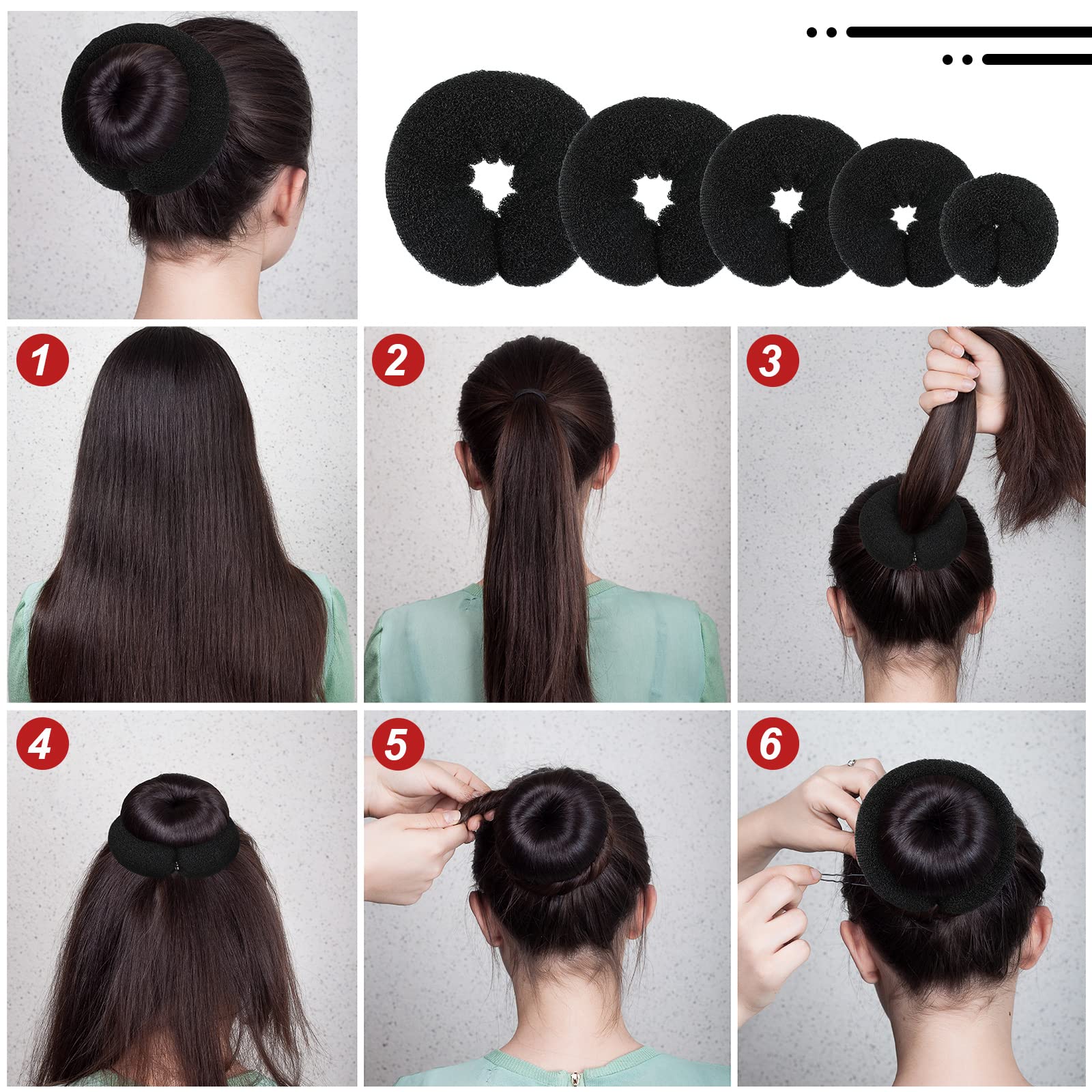 Yinder black hairpins and elastics neatly arranged for secure hold and discreet finish