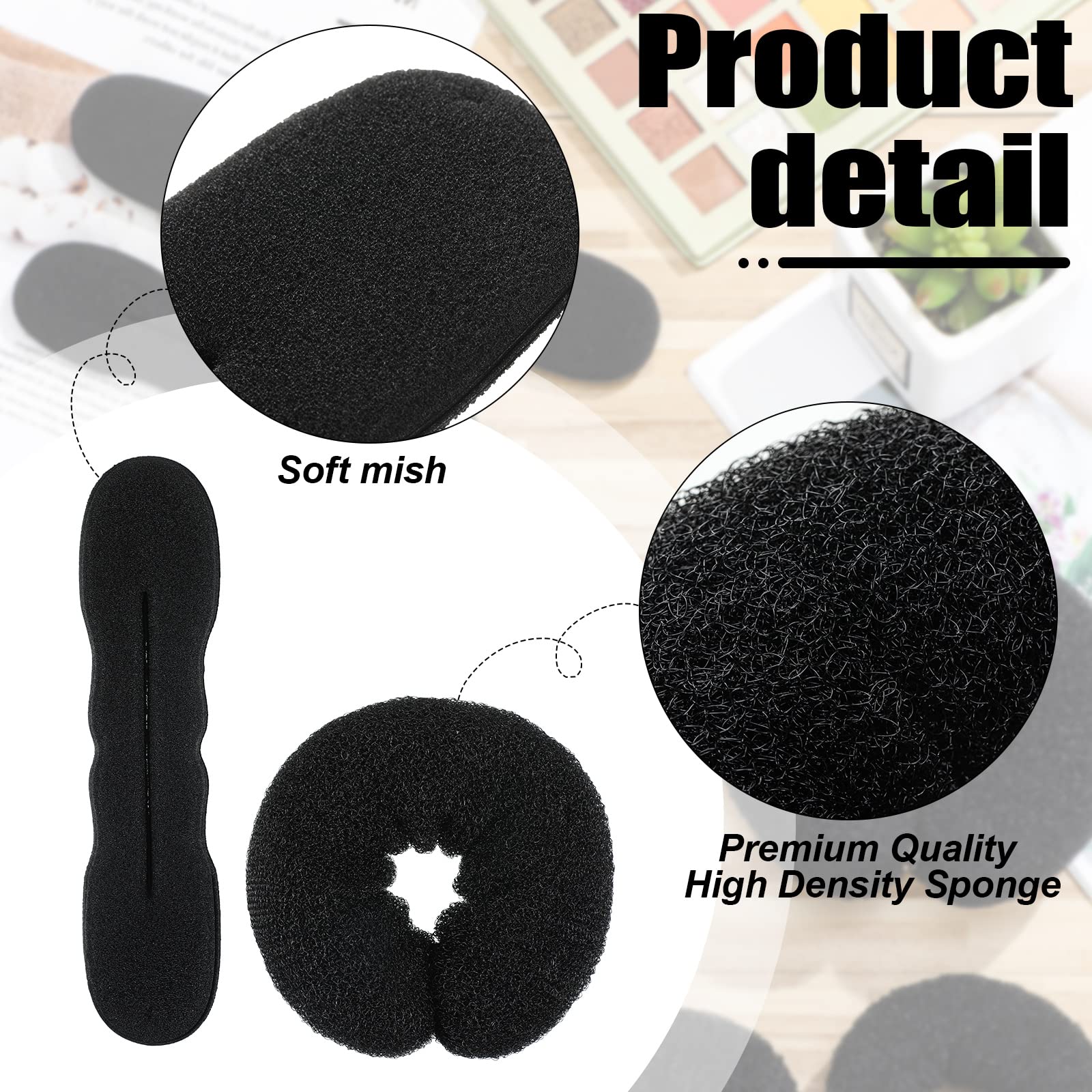 Yinder stacked small donut bun makers displaying vary sizes for fine hair control