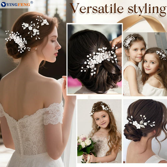 YINGFENG close-up of rhinestones and pearls highlighting sparkle and delicate detail