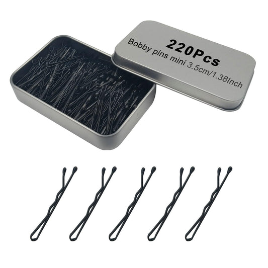YINGFENG front packaging showing 220 black bobby pins and metal case for organized storage