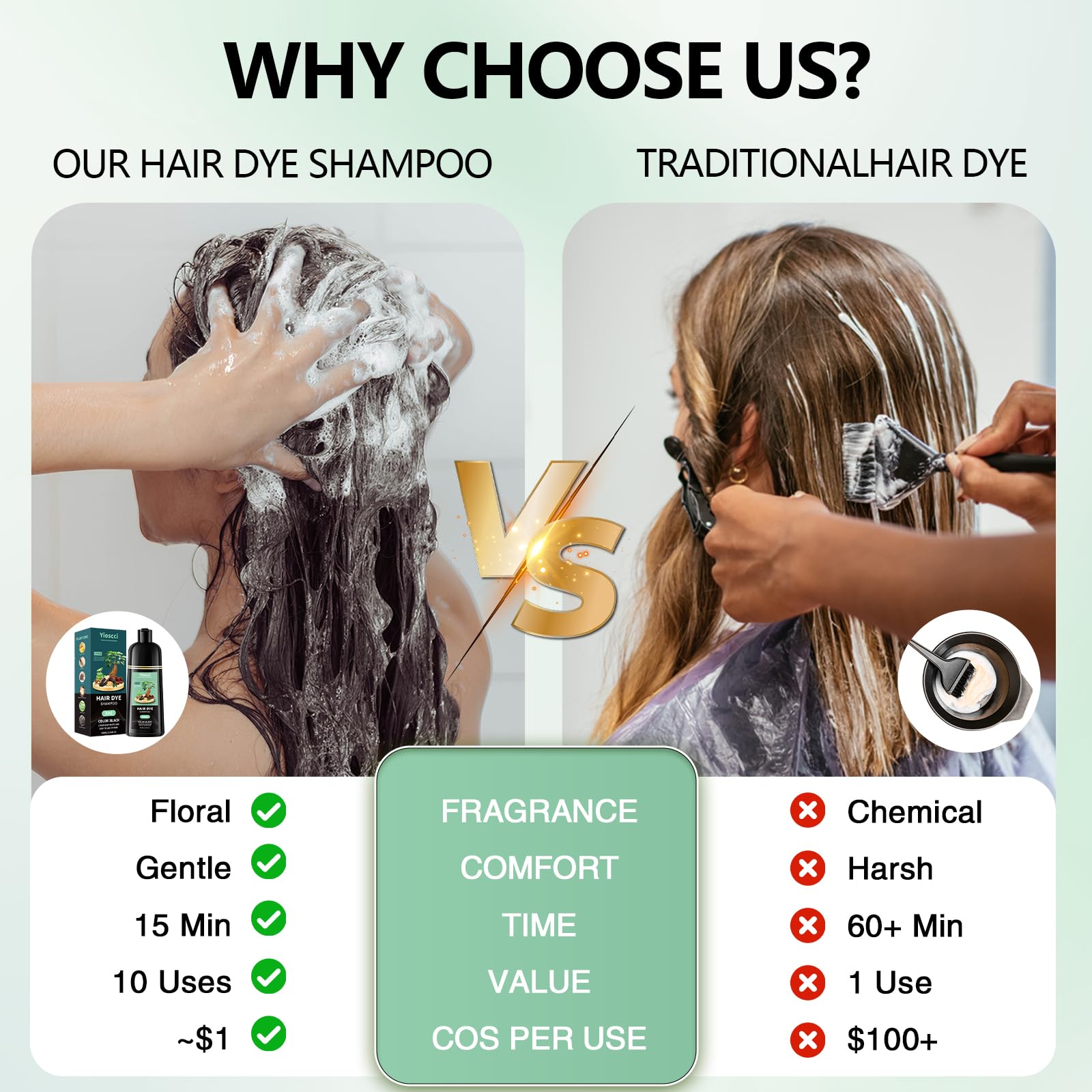 Yioscci styled hair in lifestyle scene showing improved shine and softness