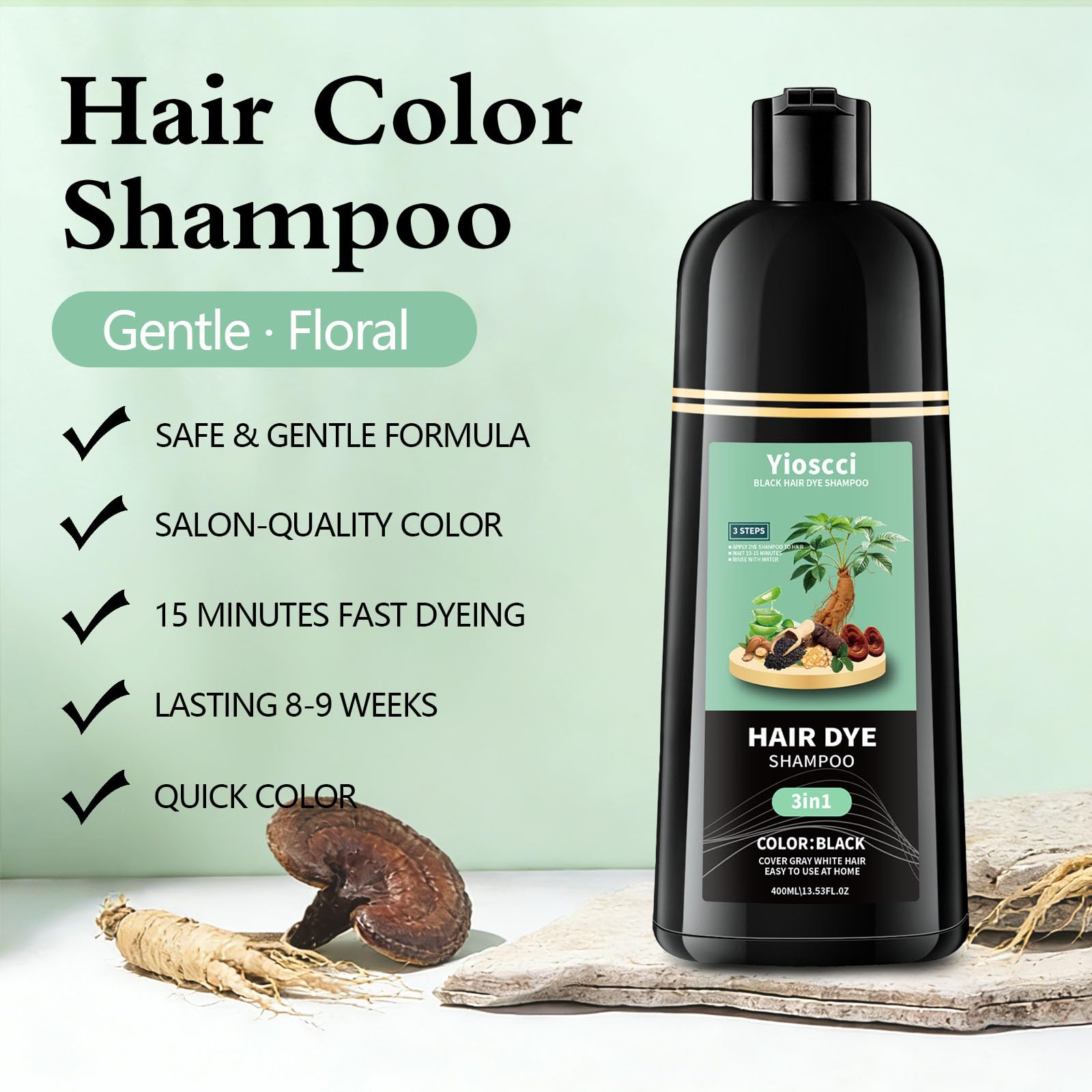 Yioscci label close-up listing argan and aloe for nourishing benefits