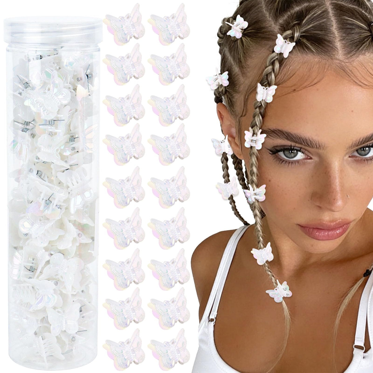 YISSION jar of 60 butterfly clips keeps accessories organized and travel-ready
