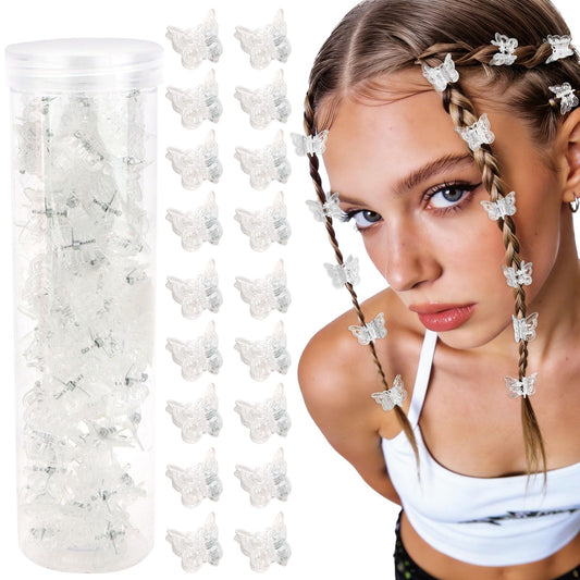 YISSION jar of clear butterfly hair clips, organized and portable