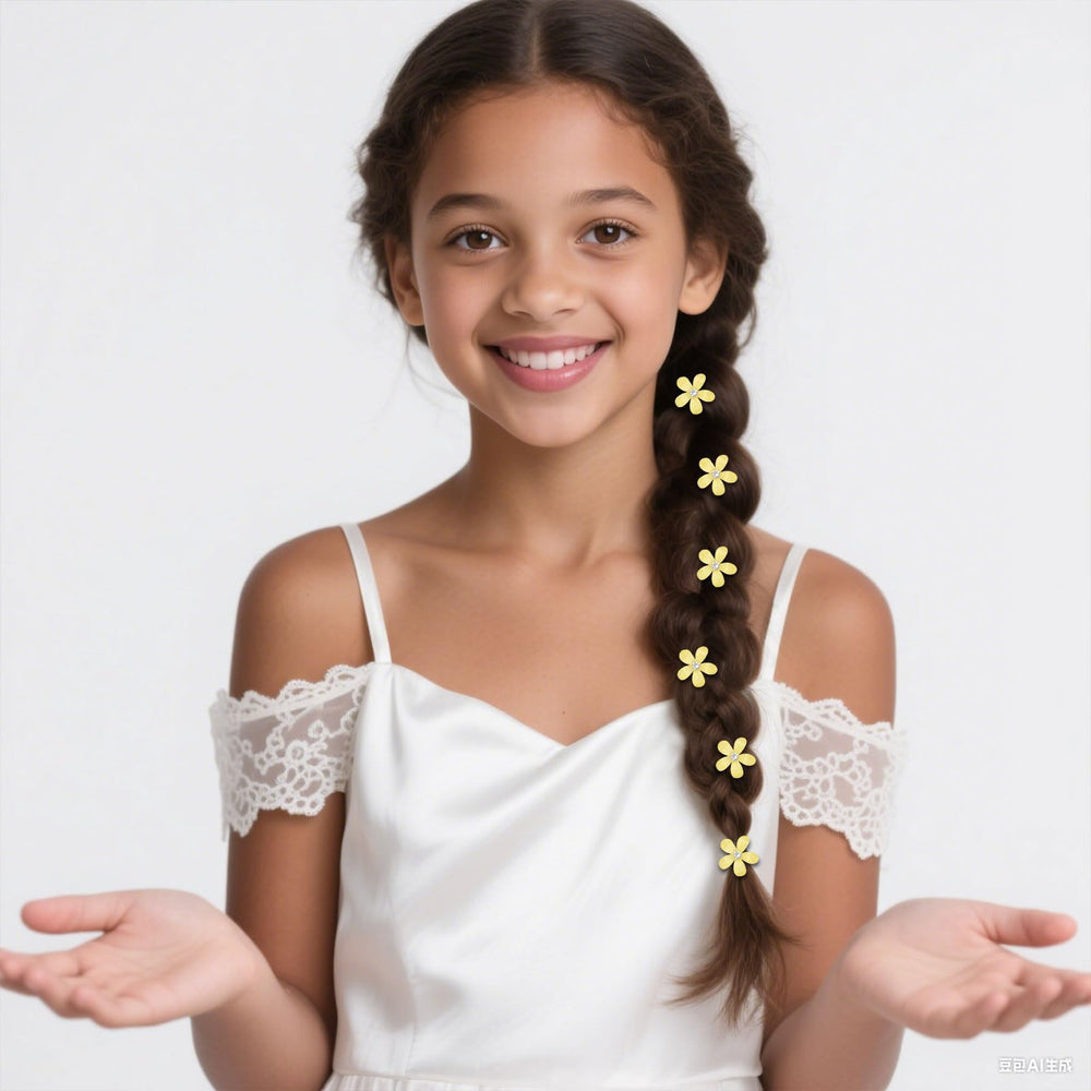 YISSION barrettes scattered in curly updo, adds vibrant party-ready shine