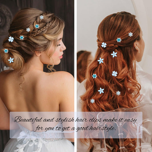 YISSION close-up of crystal detail on flower clip adds sparkle and polish