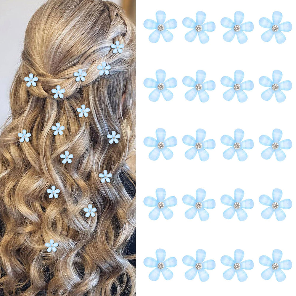 YISSION front view of 20 blue floral clips showing quantity and design benefit