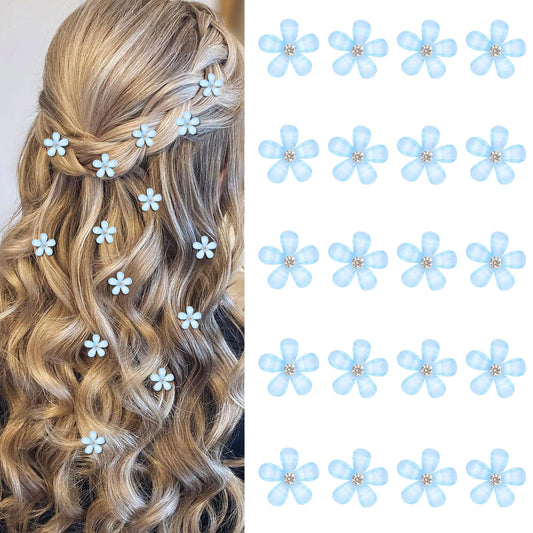 YISSION front view of 20 blue floral clips showing quantity and design benefit