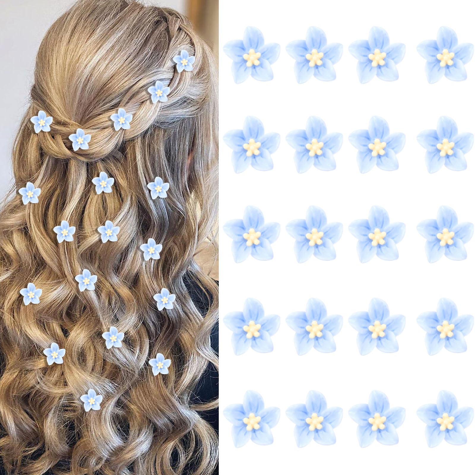 YISSION front view of 20 blue lily clips showing full set benefit