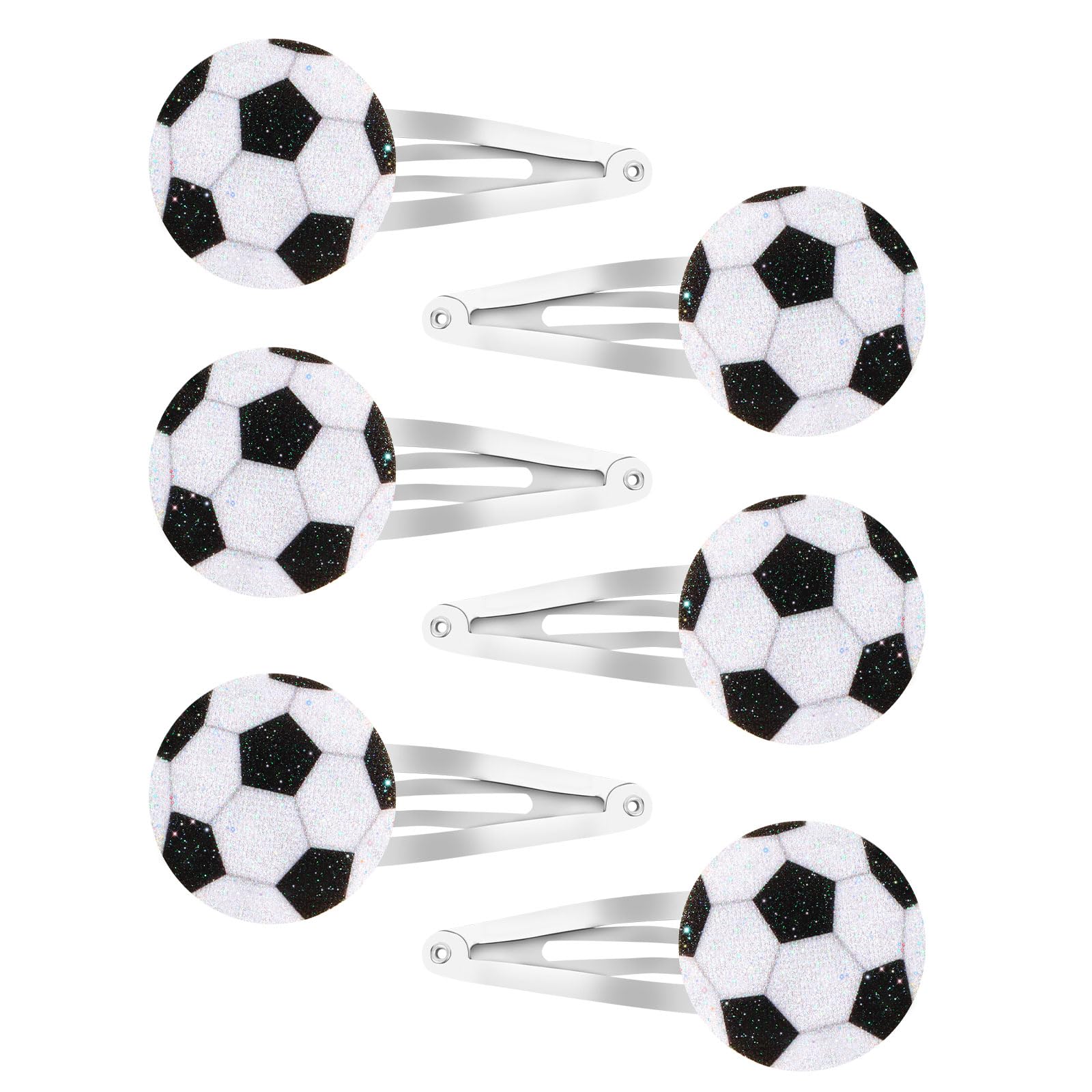 YISSION front packaging showing six glitter soccer clips, great for team gifts