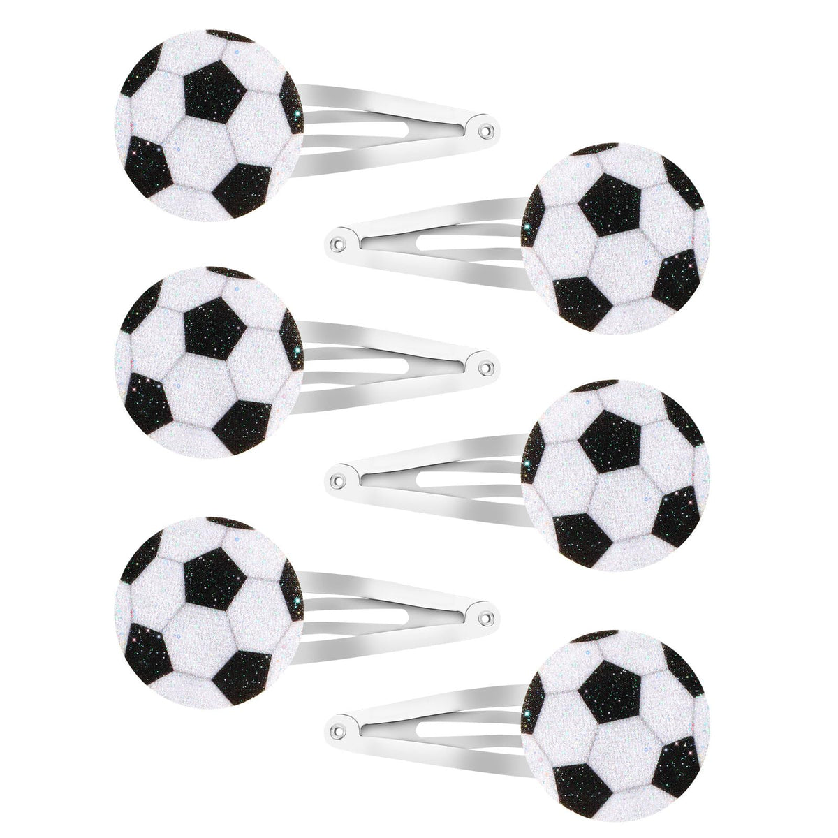 YISSION front packaging showing six glitter soccer clips, great for team gifts