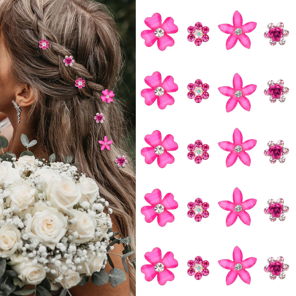 YISSION front packaging showing 20 hot pink floral clips for easy selection