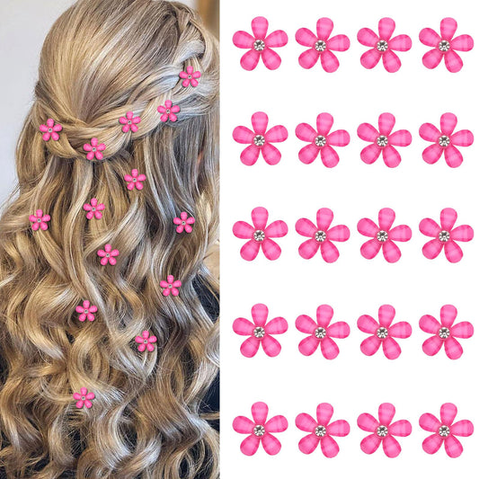 YISSION front view of 20 hot pink flower clips, adds vibrant flair