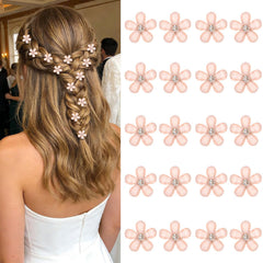 YISSION front view of 20-piece champagne flower hair clip pack, perfect for events