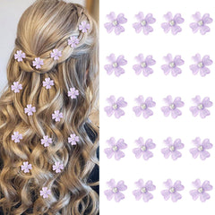 YISSION front packaging showing 20 mini purple flower clips and value pack benefit