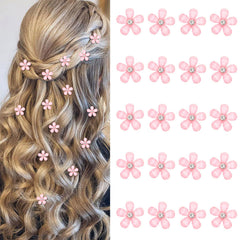 YISSION front view of 20 pink flower clips showing quantity and pastel charm