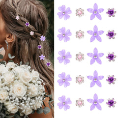 YISSION front view of 20-piece purple floral clip set showing variety and elegance